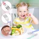 Pimoys 6-Pack Stainless Steel Toddler Forks Baby & Kids Utensils for Self-Feeding Plastic Handle Dishwasher Safe