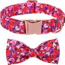 Maca Bates Valentine's Day Dog Collar with Fancy Bow for Medium Girl Boy Dogs,Tiedyed Love Hearts Pattern,Adjustable Durable Soft Valentine Gift for Female Male Puppy