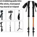 Selfie Trekking Pole – Ultralight 7075 Aluminum Hiking Poles with Built-in 1/4” Mount, Selfie Clamp, Tripod & Camera Kit – Adjustable Flip-Lock Walking Stick for Men & Women