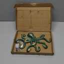 Sungmor Cast Iron Key Holder for Wall, Decorative Octopus Hanger with 6 Hooks, Vintage Green Wall Hooks for Towel, Bathrobe, Necklaces, Purse, Dog Leashes, Bathroom Nautical Decor