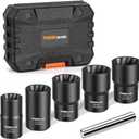 THINKWORK 1/2 Inch Drive Lug Nut Removal Tool, 6 Pieces Wheel Lock Removal Kit, Lug Nut Remover for Stripped, Rounded, Damaged, Frozen, Rusted Bolts