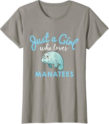 Manatee for Women & Girls T-Shirt (Gray, M)