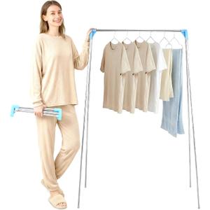 Twist-to-Lock Foldable Clothes Drying Rack for Travel, Portable Hanging Garment Rack, Collapsible Clothe Rack for Camping, Dance Competitions, Hotel & Dorm Use (Basic)