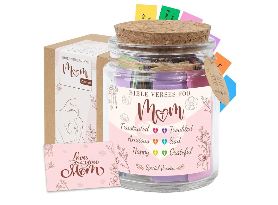 Bible Verse Jar for Mom – 92 Color-Coded Bible Verse, Birthday Gifts for Mom, Mothers Day Gifts For Mom
