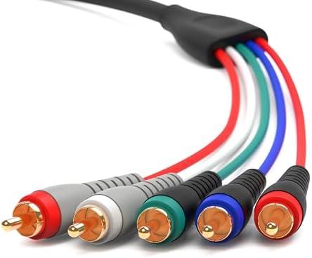 BlueRigger Component Video Cable with Audio (6FT, RCA- 5 Cable, Supports 1080i) - Compatible with DVD Players, VCR, Camcorder, Projector