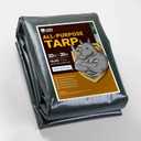 GUARD SHIELD Super Heavy Duty Green/Silver Poly Tarp Cover 20x20 Feet Waterproof 16mil Thick UV and Tear Resistant Tarpaulin with Grommets and Reinforced Edges