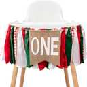 Italian Picnic Theme 1st Birthday High Chair Banner - Pizza Themed Fabric Garland For First Birthday Party, Christmas Highchair Banner for Cake Smash Photo Prop