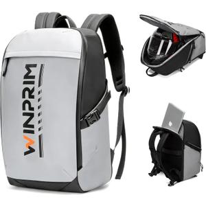 Motorcycle Helmet Backpack with Rain Cover, 40L Waterproof 1680D Oxford Fabric Helmet Backpack, Reflective Strips & Laptop Compartment for Long Distance Travel, Commuting, Work & Gym