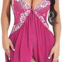 Lingerie for Women Babydoll Chemise Sexy Lingerie Sets Nightgown Lace Dress Sleepwear Teddy Outfits for Women (Pink)