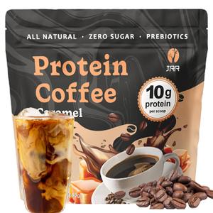 JRR Caramel Protein Coffee Powder  Premium Whey Protein & 100% Natural Cold Brew Coffee  Keto, Low Carb, Zero Sugar, No Artificial Flavors or Sweeteners, 10 Servings (1pc)