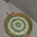 YANGQIHOME Round Serving Tray With Decorative Mother of Pearl Inlay, Rattan Wicker for Home Decor, Table Decor, Gifts, Dining, Woven for Food, Fruit, Coffee, 11.8 Inch (Green/White)