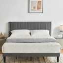 Queen Size Platform Bed Frame with Velvet Upholstered Headboard