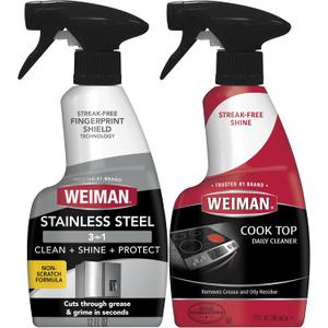 Weiman Stainless Steel Cleaner & Cooktop Daily Cleaner - 12 Ounce - Kitchen Appliance Cleaner Kit