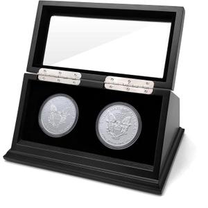 Challenge Coin Display Case 1.5-1.75 Inch 38-44.5 mm Coin Holder 1 Slot (Black, 2 Slots)