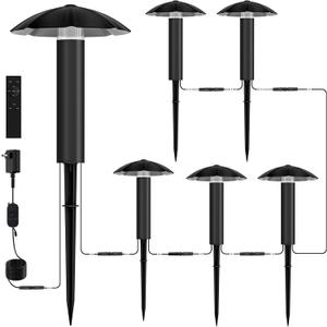 6-Pack Low Voltage Pathway Lights Kit: 24V Plug-in Landscape Lighting kit with Remote/Dusk to Dawn, 3W 3000K, IP65 - All-in-One Set, Easy DIY Install