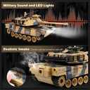 1/18 US M1A2 Army Tank, 2.4GHz Remote Control Model Toys, Smoke & Sound & LED Lights & Recoil Effects. RC Tank Perfect Collectible6+ Gift Kids and Adults