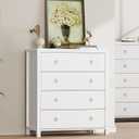 IDEALHOUSE Dresser for Bedroom, Chest of Dressers 37" Tall Dresser for Closet with 4 Drawers Chest with Clothes Storage Cabinet, Drawer Organizer for Bedroom, Living Room, Closet, Hallway, White