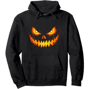 Scary Spooky Jack O Lantern Face Pumpkin Costume Halloween Pullover Hoodie, L