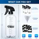 Veco 500mL (17oz) Graduated Spray Bottles, 4-Pack 360 Any-Angle Spraying for Easy Dilution, Leak-Resistant spray bottles for Cleaning, Plants, Hair & Pet Use + Foldable Funnel