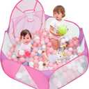Eocolz Kids Ball Pit Large Pop Up Children's Ball Pits Tent for Toddlers Playhouse Baby Crawl Playpen with Basketball Hoop and Zipper Storage Bag, 4 Ft/120CM, Balls Not Included (Pink)