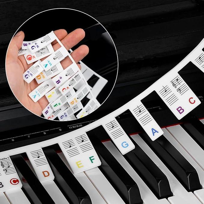 Removable Piano Keyboard Note Labels, 88 Keys for Beginners Note Guides, Made of Silicone, No Need Stickers, Reusable