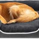 NEWBULIG 42x32 Inch Orthopedic Dog Bed Large Sized, Dog Couch/Sofa Bed with Washable Cover, Waterproof, Memory Foam, Soft Fluffy Surface