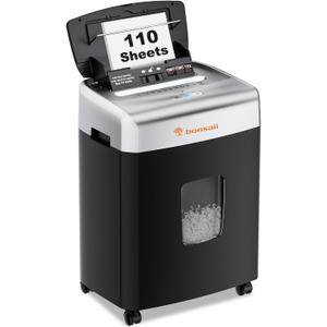 Bonsaii Paper Shredder for Office, 110-Sheet Autofeed Heavy Duty Shredder for Home Office Use, 30 Minutes/Micro Cut/P-4 High Security Level/6 Gallon Large Bin