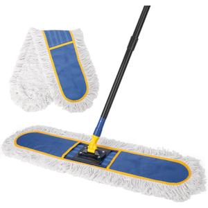 KeFanta 36" Commercial Dust Mops for Floor Cleaning,Industrial Dry Mop with Heavy Duty Long Handle,Large Cotton Reusable Mop Head,for Hardwood,Tile,Concrete,Laminate,Garage Floors(Blue)