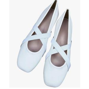 Mary Jane Flats for Women Square Toe Ballet Flats Cross Strap Flat Shoes Dressy Comfortable for Work Wedding Office Casual Size 5