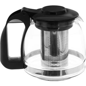 Teapot Portable Stove Chinese Tea Cups Clear Tea Cups Home Glass Teapot Stovetop Tea Kettle Loose Tea Infuser Teapot Tea Pot with Filter Teapot with Infuser Portable Tea Pot (15.5X12X11.5CM, Black)