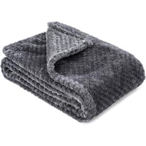 Fuzzy Blanket or Fluffy Blanket for Baby, Soft Warm Cozy Coral Fleece Toddler, Infant or Newborn Receiving Blanket for Crib, Stroller, Travel, Decorative (28Wx40L, XS-Dark Grey)