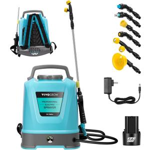 Backpack Battery Powered Sprayer, 2.6-Gallon/10L Electric Pump Sprayer with Six Nozzles, Adjustable Shoulder Strap and Spray Wand for Garden, Lawn and Other Cleaning, Blue (Backpack-2.6 Gal (10L))