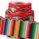 Fuutreo 32.8 ft Hispanic Heritage Month Bulletin Board Borders Mexican Classroom Bulletin Border Office Scalloped Trim for School Fiesta National Wedding Party Decoration (Multicolor)
