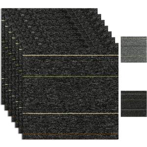 Square Self-Adhesive Carpet Tiles, 12"x12"Peel and Stick Floor Carpet Squares, Soft Low-Pile Carpet Planks for Home Office Basement, (20Pcs Dark Grey)
