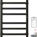 Smart Heated Towel Rack, 6-Bar Wall-Mounted, Matte Black | Wi-Fi App Control, Adjustable Temperature & 24H Timer, Low Carbon Steel, IPX5, Plug-in/Hardwired