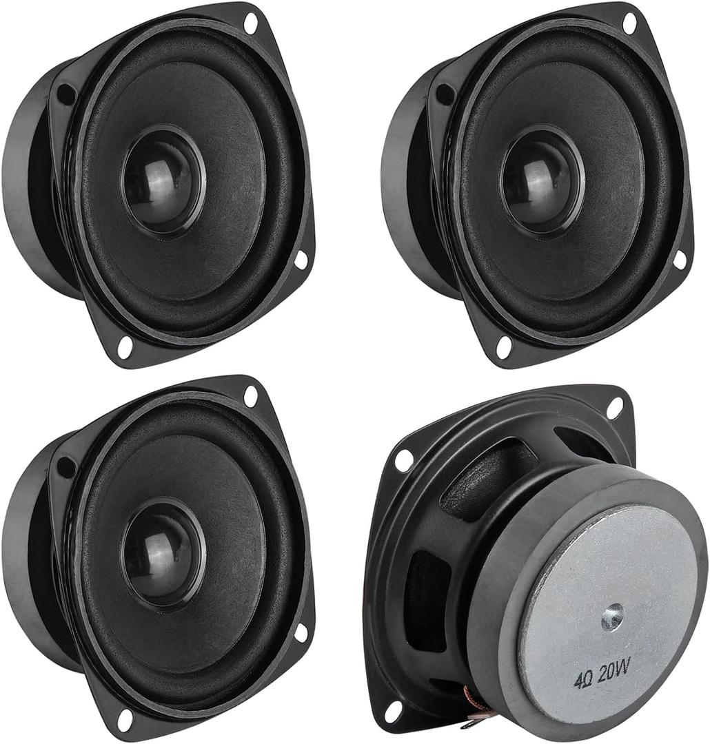 4Pcs 3" 4 Ohm 20W Full Range Woofer Speaker 77mm 3inch Stereo udio Sound Home Theater Loudspeaker for DIY Audio Projects and Replacement