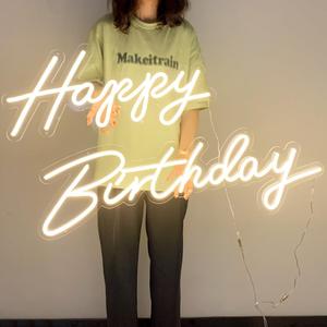 DIVATLA 66"/39" Extra Large Happy Birthday Neon Sign for Birthday Party Decor, Light Up Happy Birthday Led Signs for Backdrop, Neon Birthday Sign for Any Ages Bday Celebration, Warm White Happy Birthday Sign, 13"x27.5"+11.8"x38.5"
