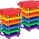 Deekin 12 Pcs Scooter Boards with Handles Bulk Plastic Floor Sitting Scooter for Kids Children Gym Indoor Outdoor Activities Play and Daycare Supplies (Colorful)
