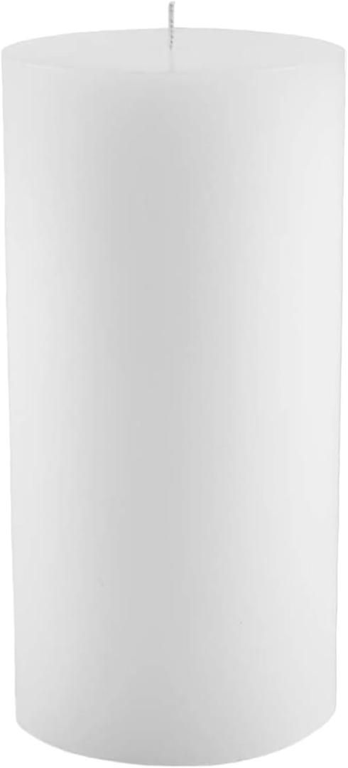Mister Candle Non Scented Luxury 4 x 8 Pillar Candle, Hand Poured White Unscented Candle for Home Decor, Premium Paraffin Wax, Smokeless & Dripless, 160 Hour Burn Time