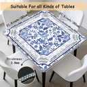 Blue and White Chinoiserie Floral Bird Mahjong Mat 31.5 x 31.5 Inch, Traditional Chinese Non-Slip Noise Reduction Mahjong Table Mat for American Mah Jong Poker Card Board Games Dominoes