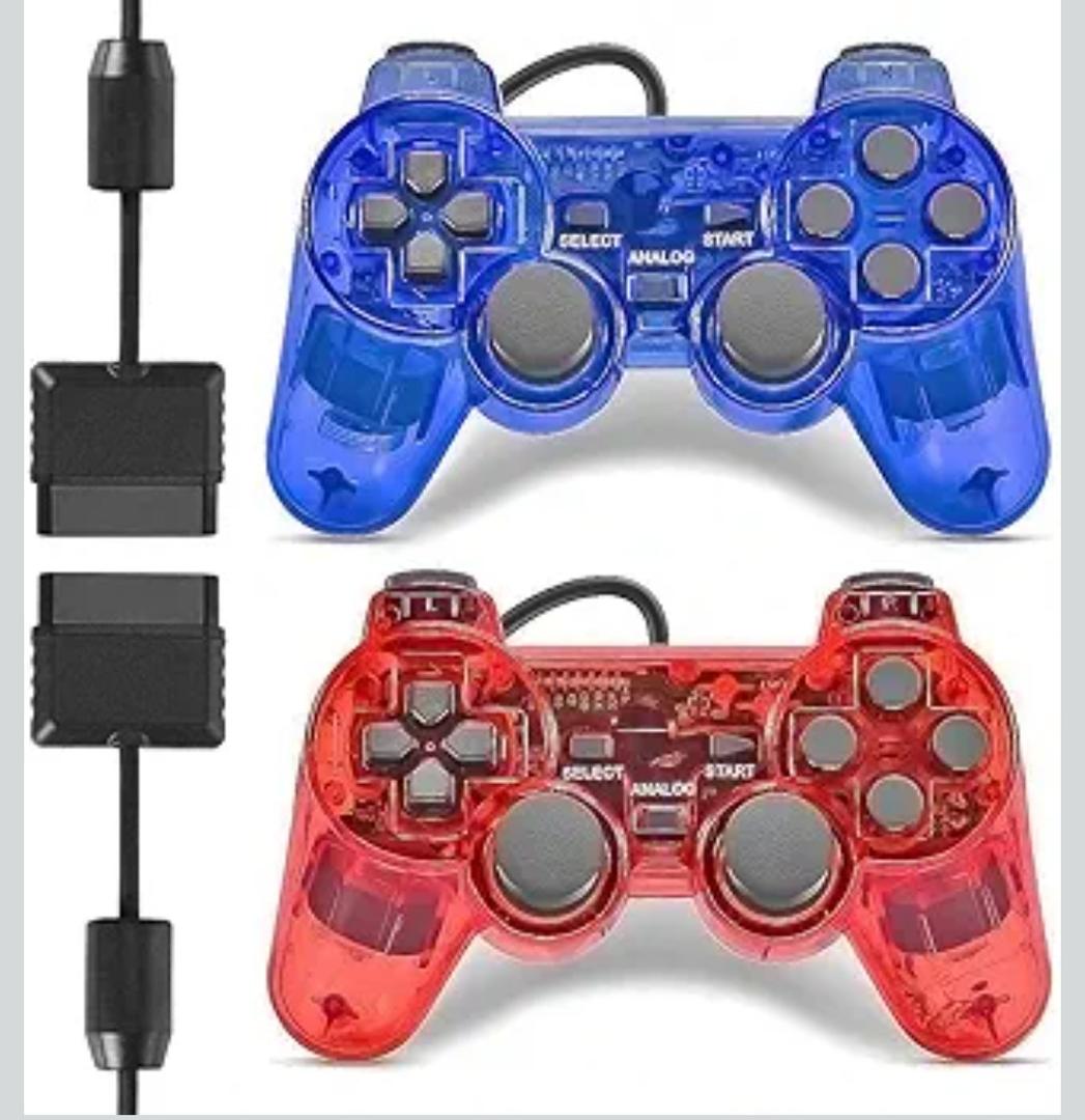 Wired Controller for PS2, 2 Pack Gamepad Remote Double Shock with 1.8M Cable