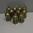 Mini Lanterns Decorative for Wedding Centerpiece - 10 Pcs Romadedi Hanging Small Gold Lantern Bulk with Flickering LED Candles for Halloween Decorations, Christmas Table Decor, Batteries Included