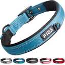 Fida Heavy Duty Dog Collar, Ultra Comfortable Soft Neoprene Padded, Adjustable Reflective Nylon Pet Collar with Durable Metal Belt Buckle for Medium Breeds (M, Blue)