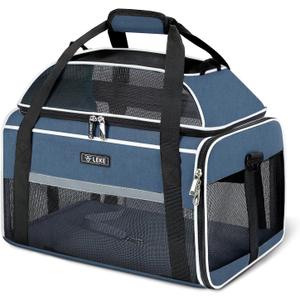 Lekereise Top-Expandable Pet Carrier 17x11x9.5 Inch Alaska Hawaiian Airline Approved Soft Sided Underseat to 12lbs Travel Carriers for Small Dogs and Cats with Locking Safety Zippers Anti-Scratch Mesh