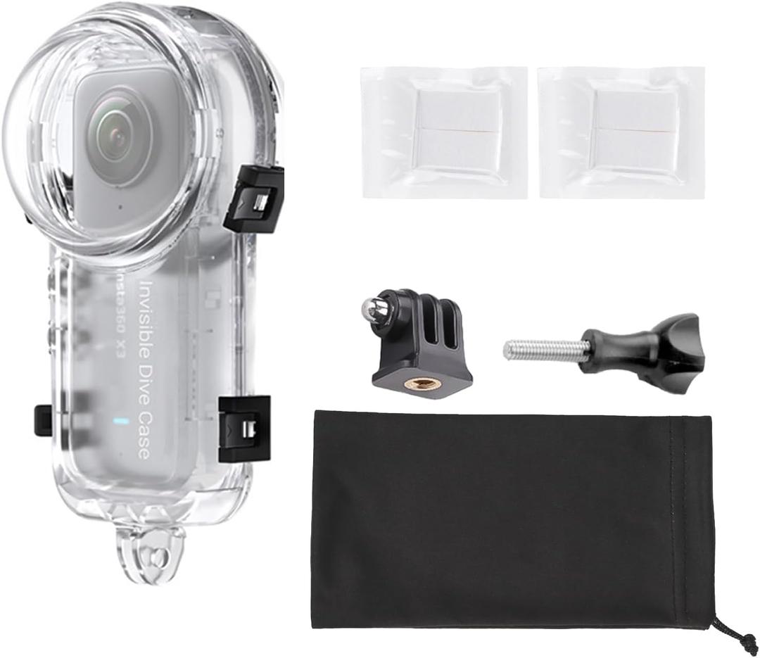 Insta 360 X5 Invisible Dive Case, Waterproof Up to 60m (197ft) Splash Prevention Housing, Underwater Dive Protective Shell for Insta360 X5 with Bracket Accessories