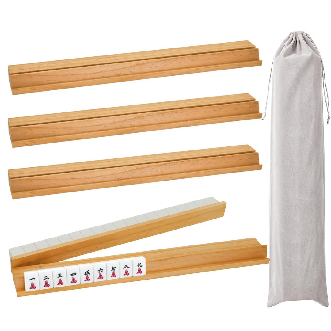 magic sewing machine 4PCS Wooden Mahjong Racks with Magnetic Pushers, 20 in Natural Wood American Mahjong Tile Rack Set, Modern Table Game Accessories for Mahjong TilesNatural,20