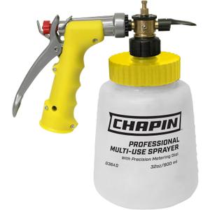 Chapin G364D Made in The USA 32 Ounce Professional Lawn and Garden Hose-End Sprayer with 16 Mixing Rations on The Metering Dial, Built-in Anti-Siphon, Translucent White