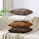 Set of 4 Soft Textured Throw Pillow Covers 18x18 Inch Cozy Decorative Farmhouse Cushion Cover Square Accent Pillow Cases for Bed Couch Sofa Living Room, Beige Taupe Brown