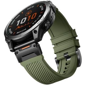 Bandletic 26mm Quick Fit Band - Compatible with Fenix 6X Pro & 7X Pro Sapphire Solar Band/Fenix 8 51mm/5X/5X Plus/6X/3/HR/Delta/Quatix 3 6X 7X - Sport Silicone Watch Strap
