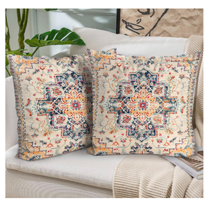 BUAEL Boho Throw Pillow Covers 24x24 inch Set of 2,Boho Vintage Carpet Pattern Antique Ethnic Decor Double Sided Pattern Cushion Cover Soft Pillow Case Living Sofa Room Bed Square Pillow Cover